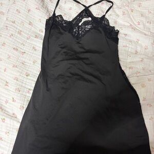Sexy little black dress lace back fitted nightgown lingerie